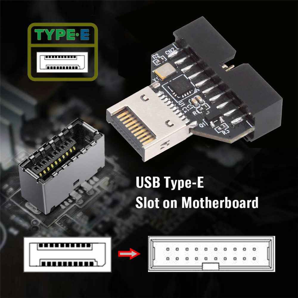 UC-141-TC005 Type-E IDC Socket USB 3.1 Front Panel Header to USB 3.0 20Pin Header Extension Adapter with CH334P Chip