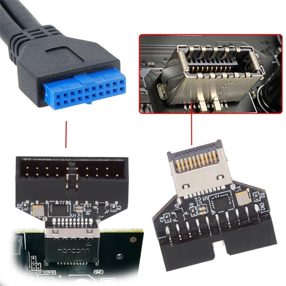 UC-141-TC005-Type-E-IDC-Socket-USB-3.1-Front-Panel-Header-to-USB-3.0-20Pin-Header-Extension-Adapter-with-CH334P-Chip