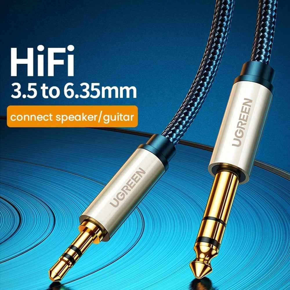 Audio Cable 3.5mm TRS to 6.35mm TS, 5-Meter for Amplifiers and Cellphones