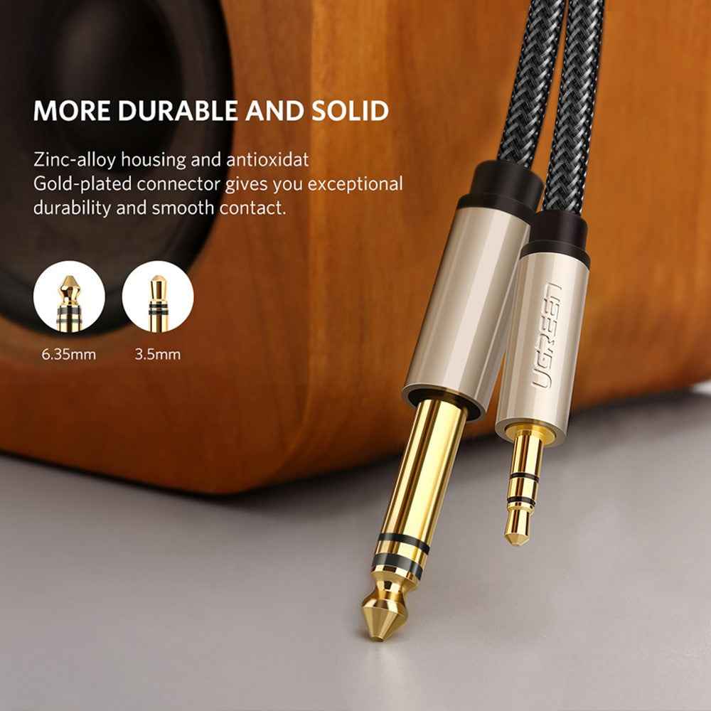 Audio Cable 3.5mm TRS to 6.35mm TS, 5-Meter for Amplifiers and Cellphones