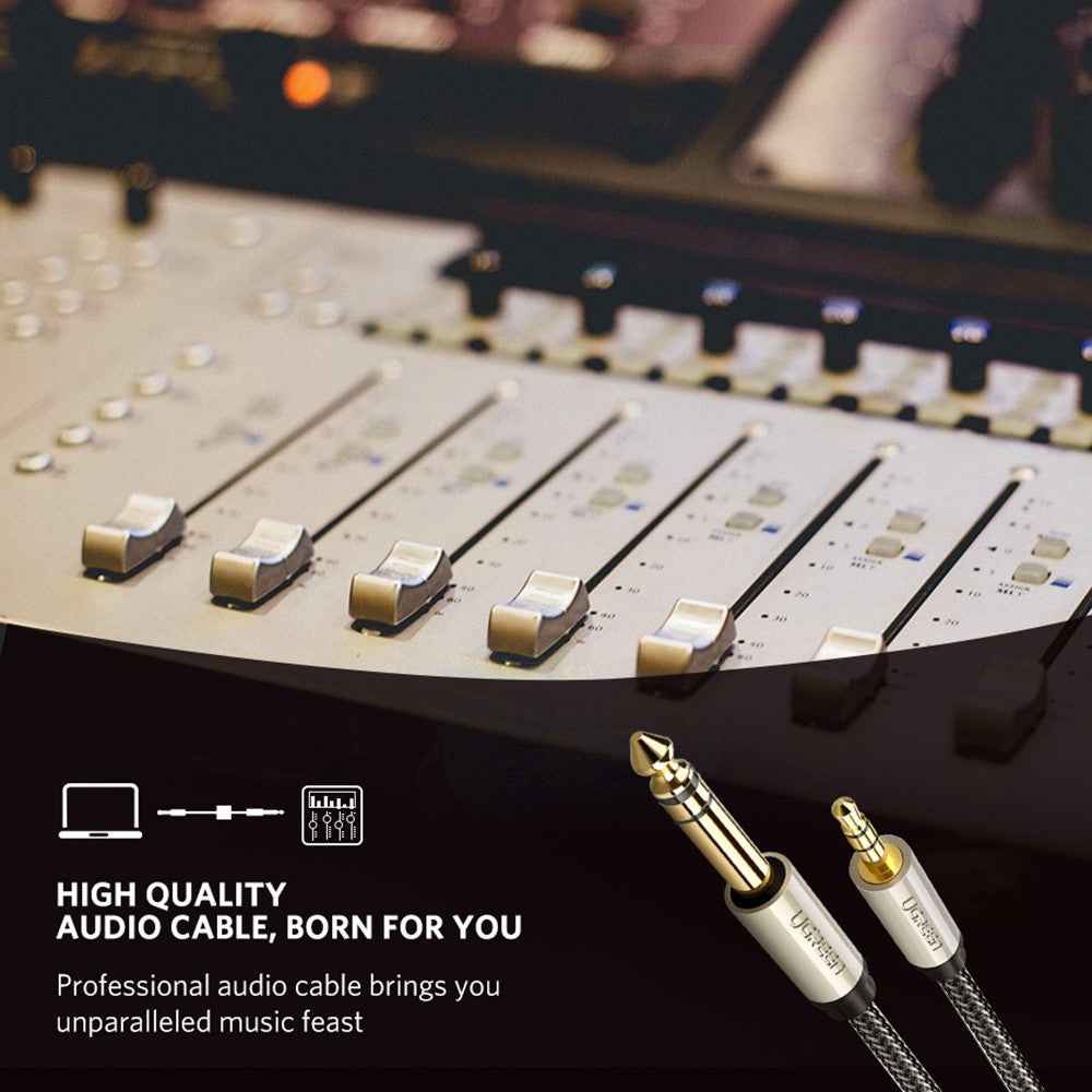 Audio Cable 3.5mm TRS to 6.35mm TS, 5-Meter for Amplifiers and Cellphones