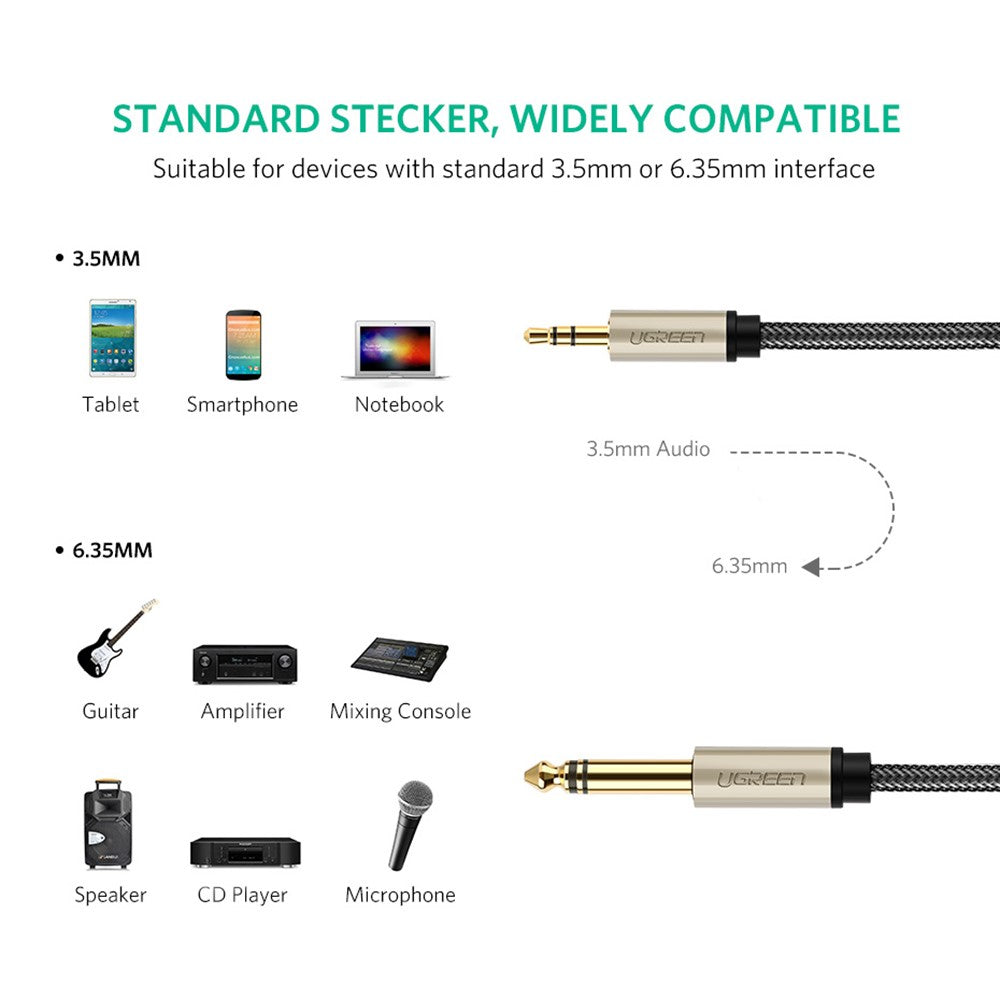 Audio-Cable-3.5mm-TRS-to-6.35mm-TS,-5-Meter-for-Amplifiers-and-Cellphones