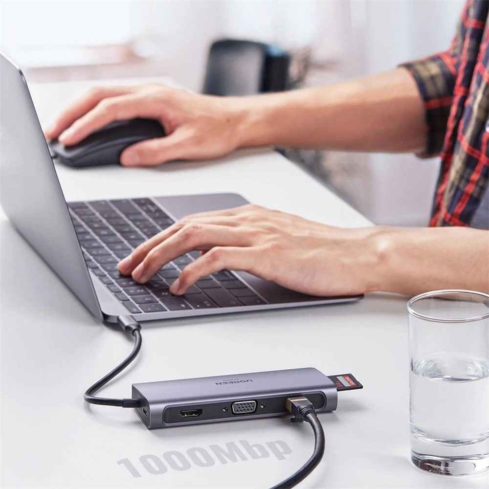 9 in 1 USB C HUB Type C to Multi USB 3.0 100W PD HDMI 4K VGA TF/SD RJ45 Ethernet Adapter Docking Station