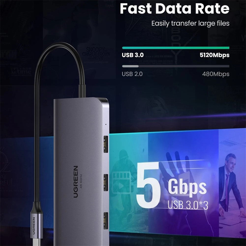 9-in-1-USB-C-HUB-Type-C-to-Multi-USB-3.0-100W-PD-HDMI-4K-VGA-TF/SD-RJ45-Ethernet-Adapter-Docking-Station
