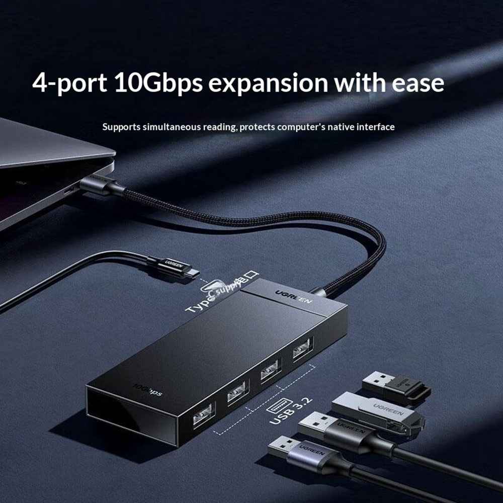 CM806 35883 USB-A 4 Port Hub Adapter 0.15m 10Gbps High Speed Data Transfer Docking Station for Windows  /  Mac OS  /  Linux