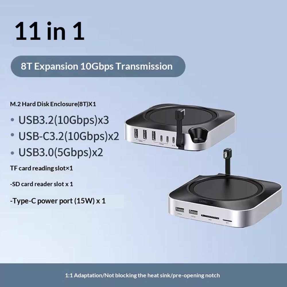 CM841-65487 11-in-1 USB-C Hub for Mac Mini M4  /  M4 Pro M.2 NVMe SSD Enclosure Docking Station