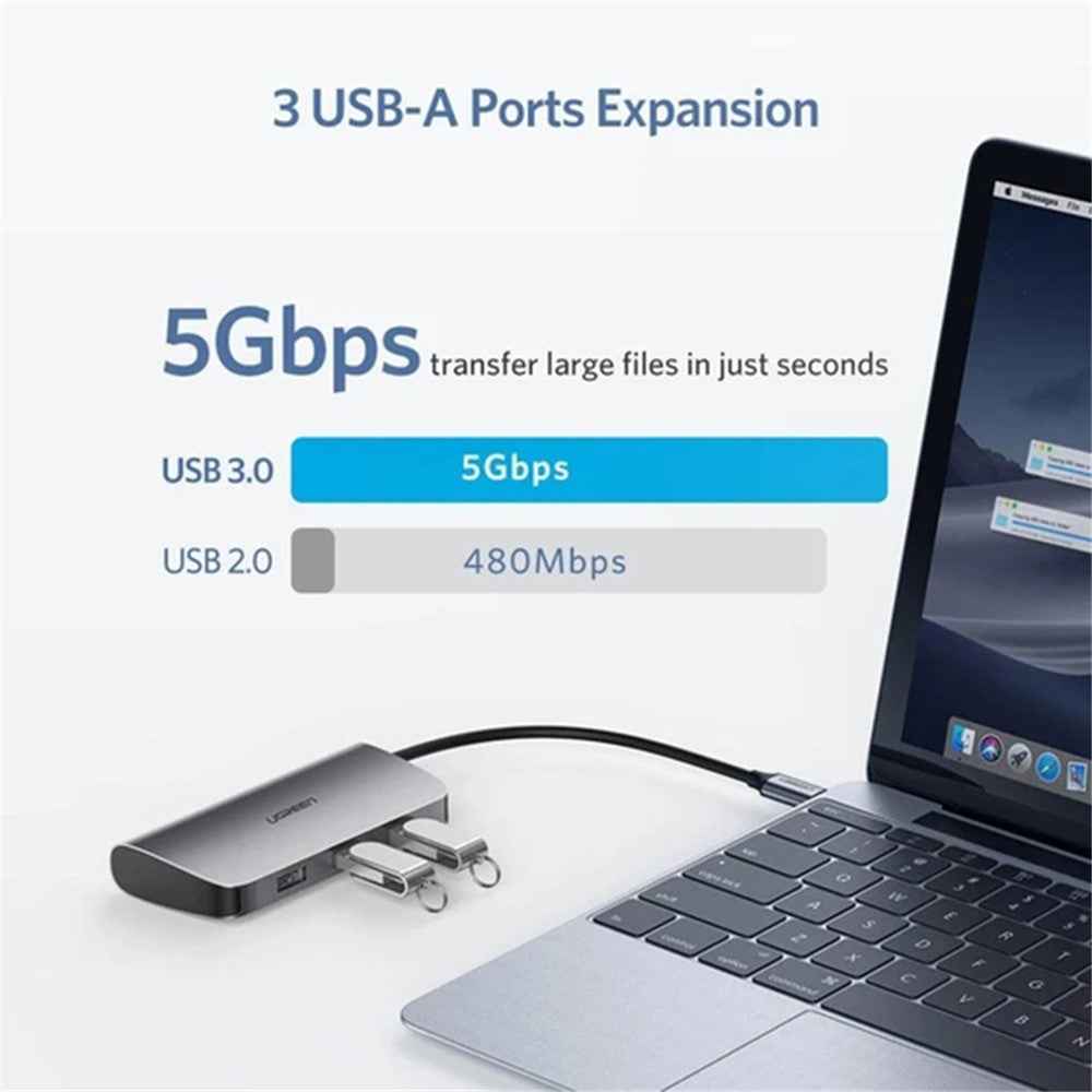 USB Type C Adapter 6-in-1 USB-C Hub with 4K HDMI RJ45 Ethernet Lan USB3.0 Type-C PD Charge
