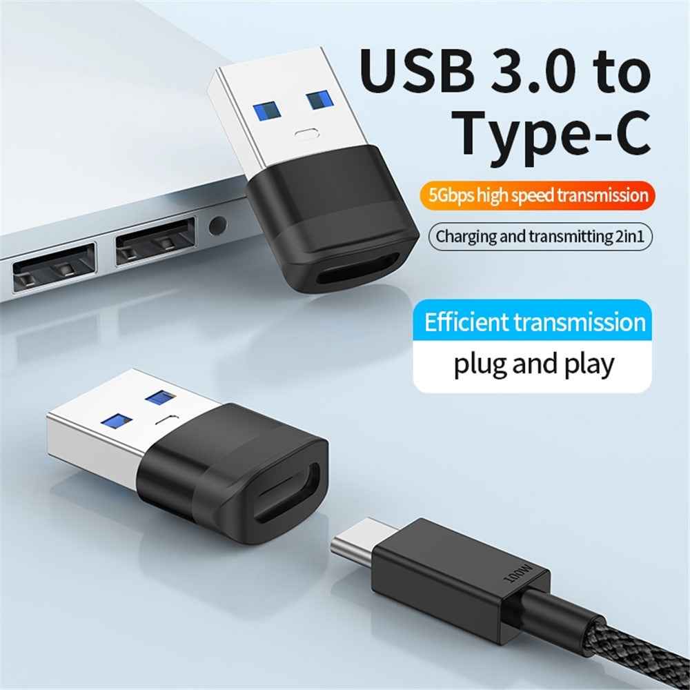 USB 3.0 Male to Type-C Female Converter 5Gbps Data Transmission OTG Adapter - Grey