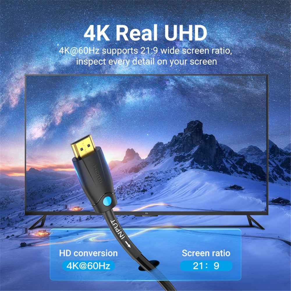 AAMBH 2m HDMI Male to Male HD Video 3D Movie Cable Engineering HDMI Cable - Black