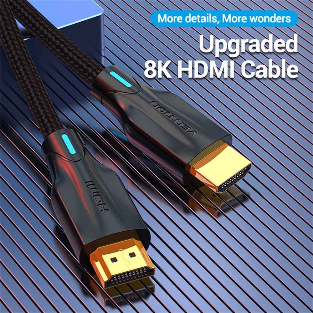 1.5m HDMI Male to Male 8K HD Video Cable Cotton Braided HDMI Wire - Black