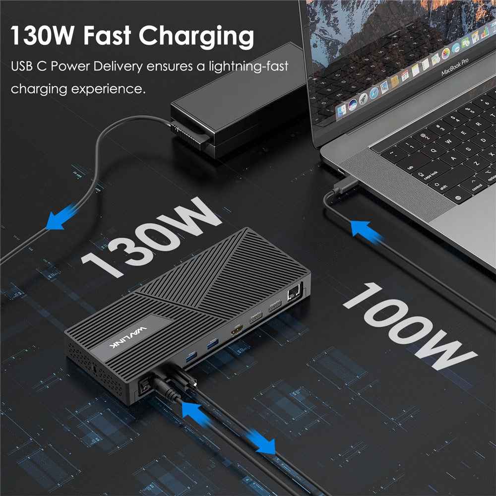 UG69PD24PRO 12 in 1 Docking Station Triple 4K Display Support PD 130W Fast Charging - EU Plug