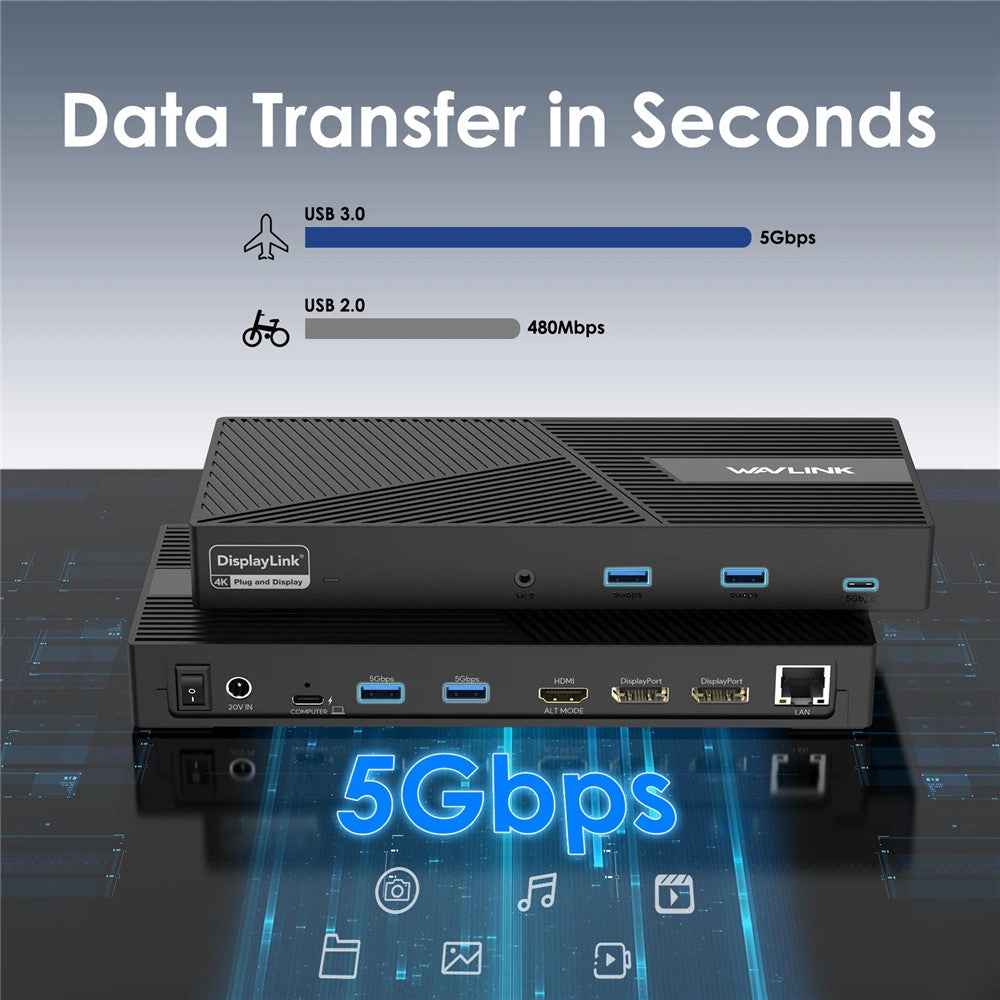 UG69PD24PRO 12 in 1 Docking Station Triple 4K Display Support PD 130W Fast Charging - EU Plug
