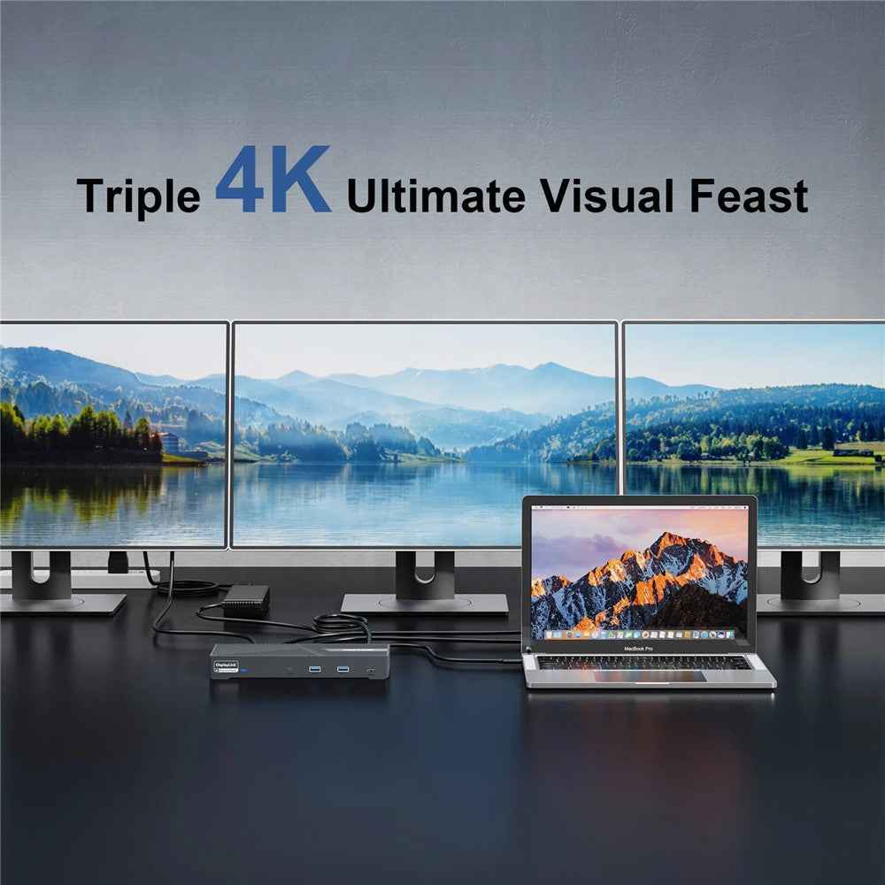 UG69PD24PRO 12 in 1 Docking Station Triple 4K Display Support PD 130W Fast Charging - EU Plug