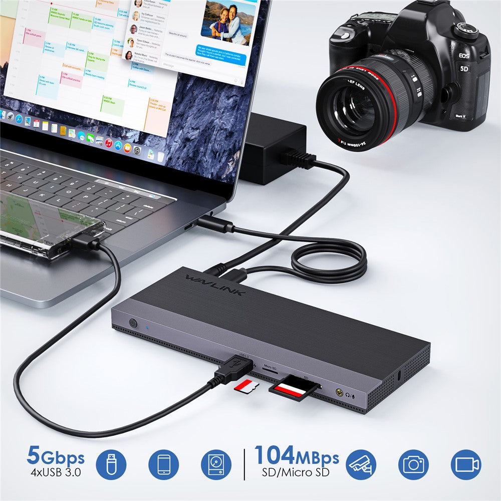 UMD01R-Pro-13-in-1-Laptop-Docking-Station-2x-DisplayPort-and-HD-4x-USB-3.0-SD-/-TF-Card-Reader-EU-Plug
