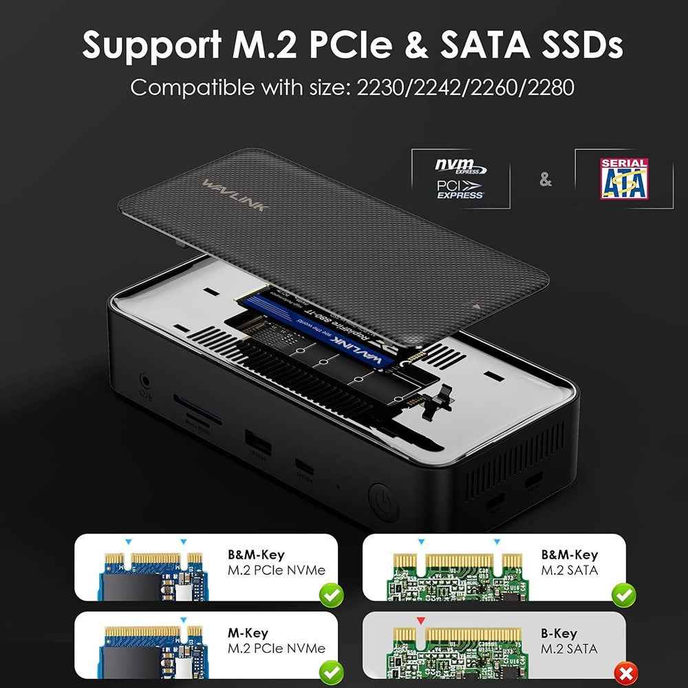 USB C Hub with 10Gbps M.2 SSD Enclosure Docking Station for Laptop