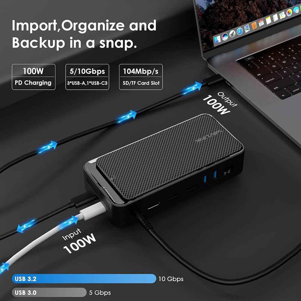 USB C Hub with 10Gbps M.2 SSD Enclosure Docking Station for Laptop