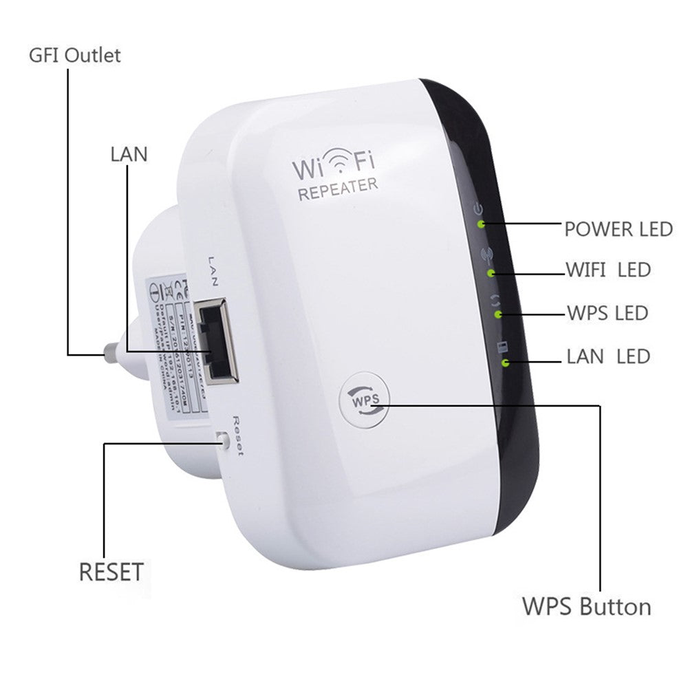 Wireless-WiFi-Repeater-WiFi-Range-Extender-Router-Wi-Fi-Signal-Amplifier-2.4G-300Mbps-WiFi-Booster-UK-Plug