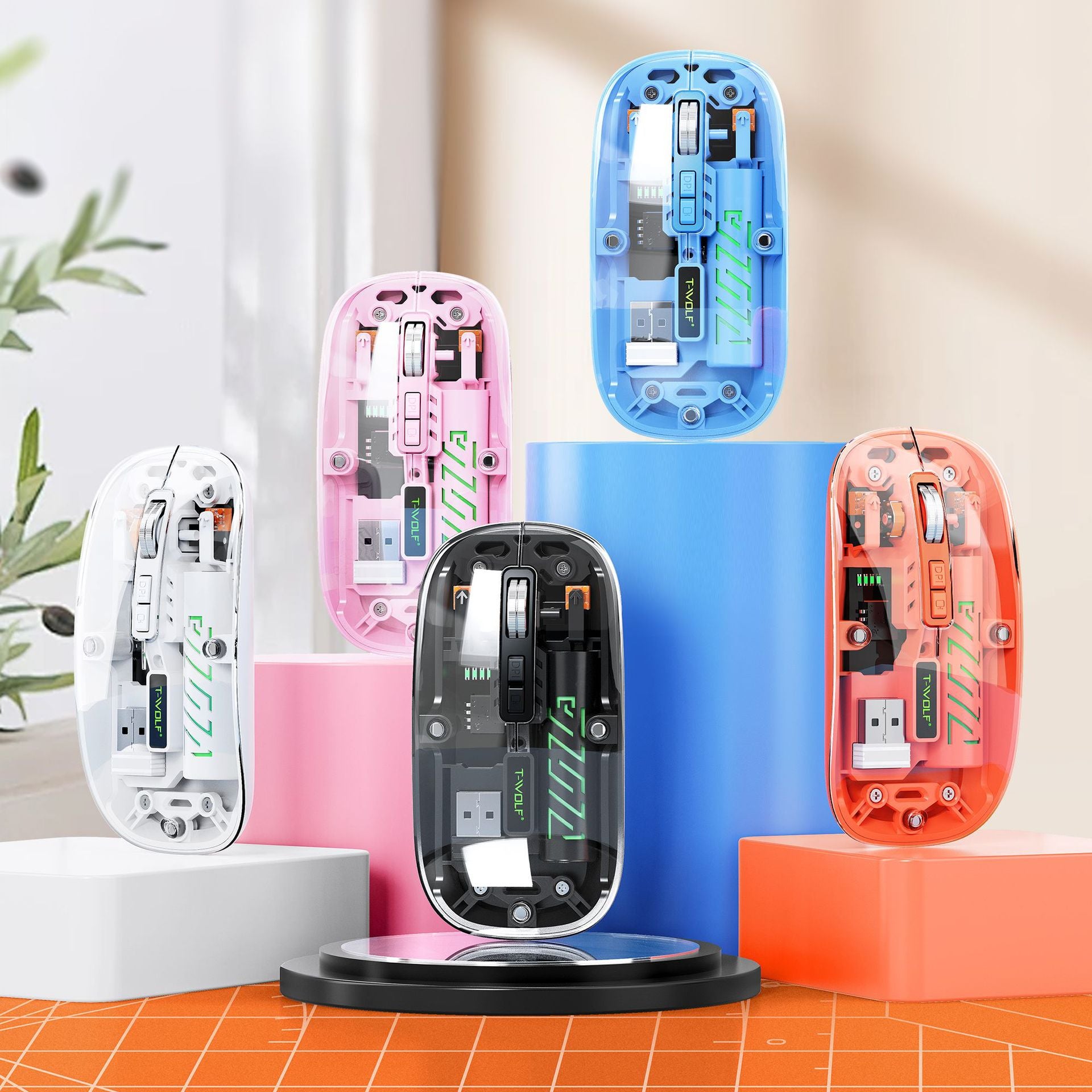 X11-Bluetooth-compatible-Wireless-Mouse-Rechargeable-Silent-Dual-Mode-Office-Mouse-for-PC-Desktop-Transparent-Orange
