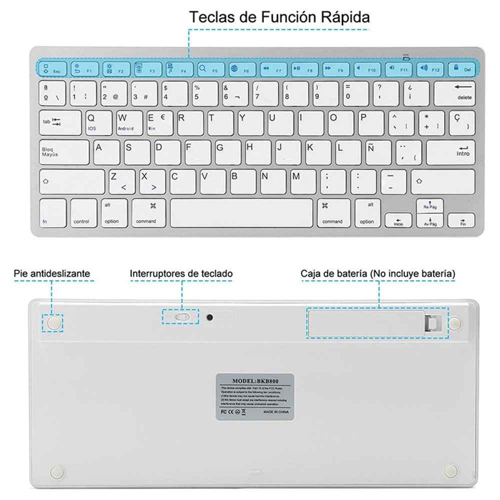 X5 (SP) Spanish Universal Wireless Bluetooth-compatible Keyboard for Smart Phone / Tablet