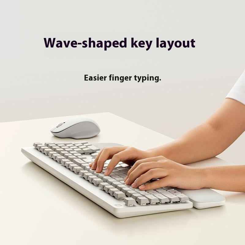 2.4GHz Wireless Keyboard Mouse Combo with Keyboard Palm Rest for Windows / Mac (Chinese Version) - Light Grey