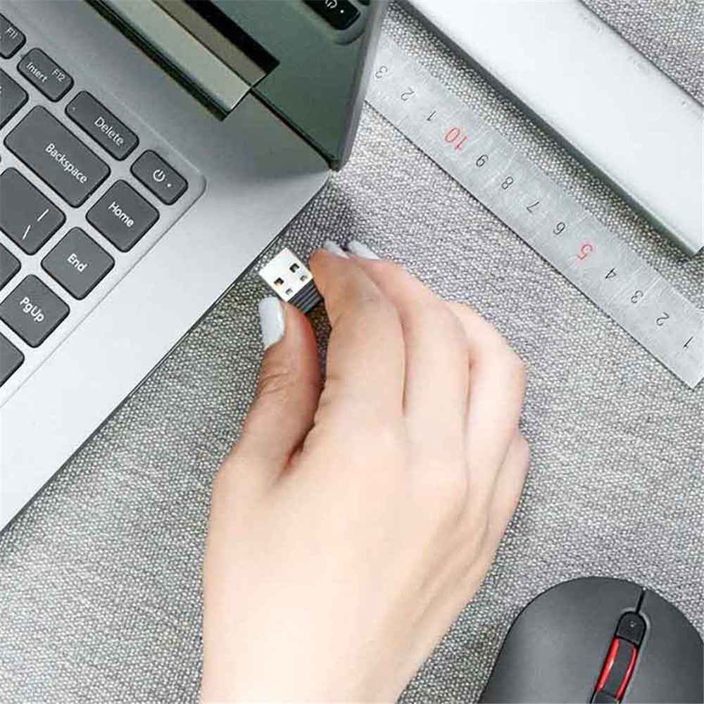MWMM01 2.4GHz USB Wireless Silent Mouse 800 / 1200 / 1600 DPI Adjustment for Laptop Notebook Office Gaming - Black