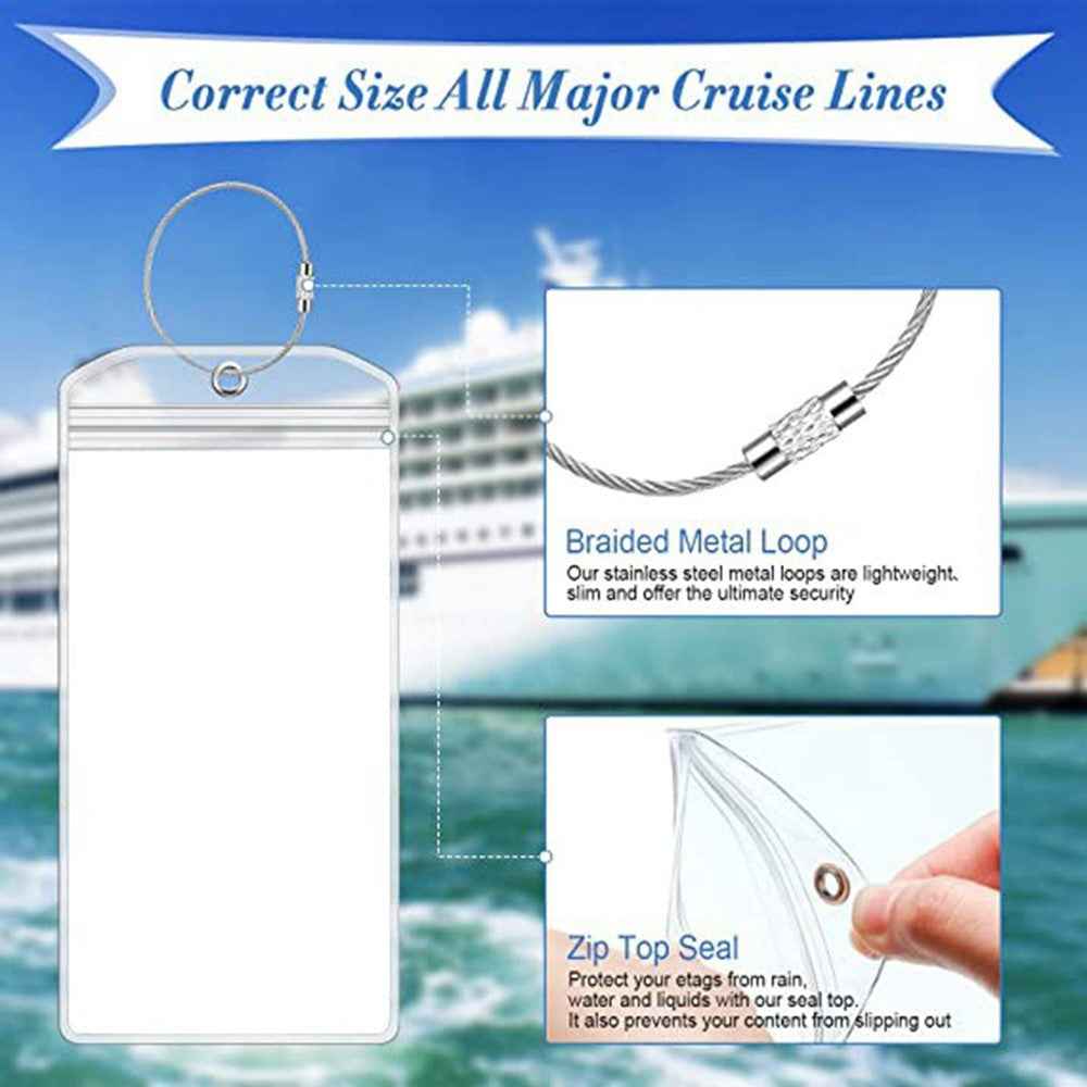 xlp01 10Pcs Luggage Tags Vertical Transparent Waterproof ID Card Holder PVC with Steel Wire Loop - Red