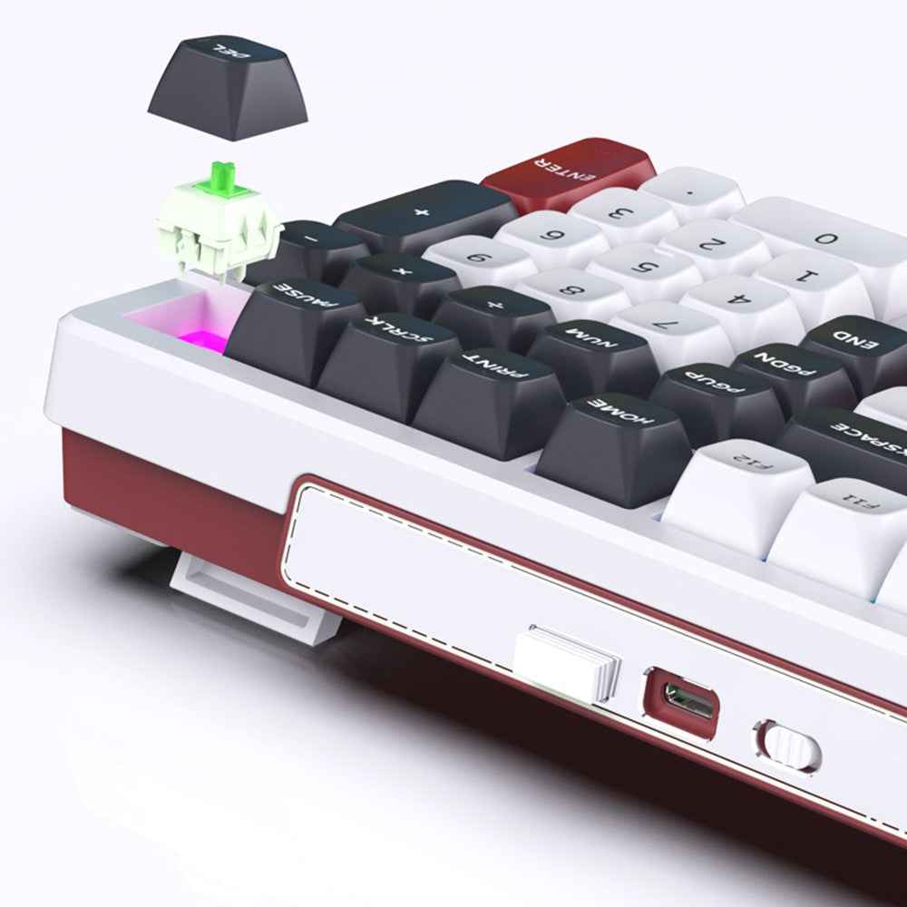 K102 102 Keys Tri-mode Keyboard Gasket Structure Mechanical Gaming Keyboard with RGB Light - White