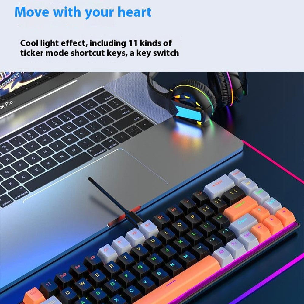 K68-Color-Splicing-Wired-Keyboard-68-Key-RGB-Backlit-Computer-Office-Gaming-Keyboard-White+Blue