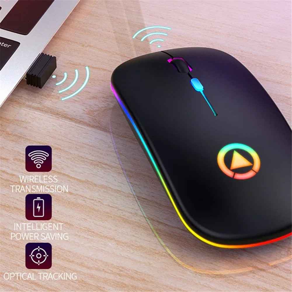 A2 Rechargeable Silent 2.4G Wireless Gaming Mouse with Colorful Breathing Light - Mirror White