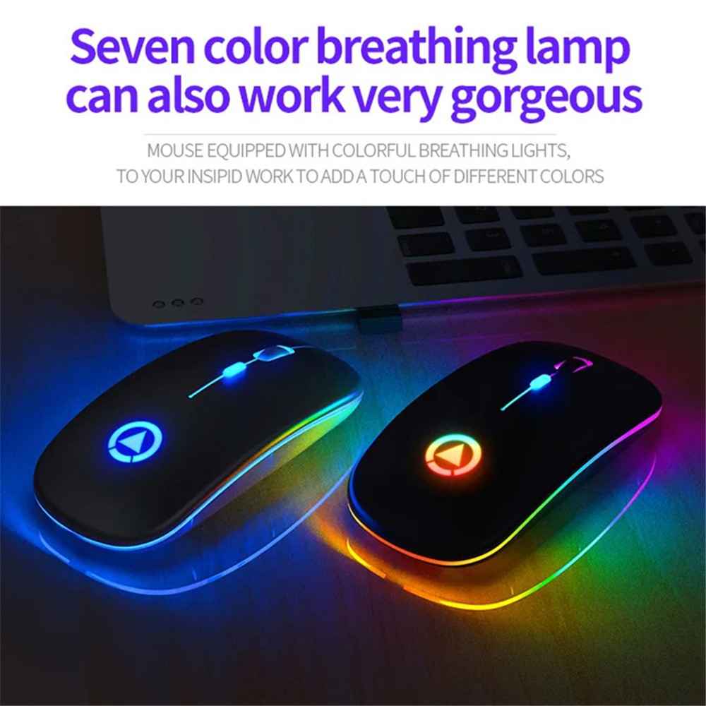 A2 Rechargeable Silent 2.4G Wireless Gaming Mouse with Colorful Breathing Light - Mirror White