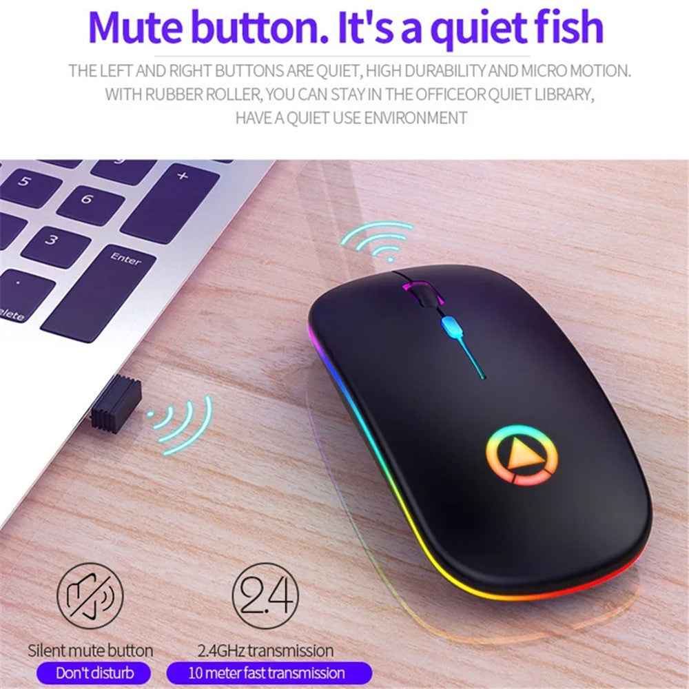 A2 Rechargeable Silent 2.4G Wireless Gaming Mouse with Colorful Breathing Light - Mirror White