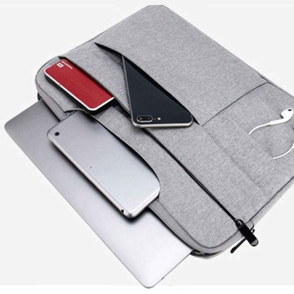 QY-C015 14'' Laptop Protection Case Soft Lining Anti-scratch Notebook Computer Sleeve Bag with Hiding Handle Strap - Navy Blue