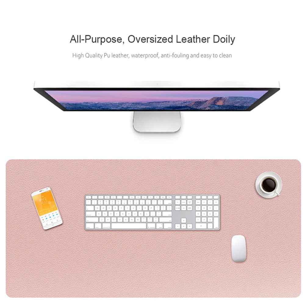 ZD01 90x40cm Extra Large Office Computer Desk Mat Double-sided Table Keyboard Mouse Pad - Pink/Silver