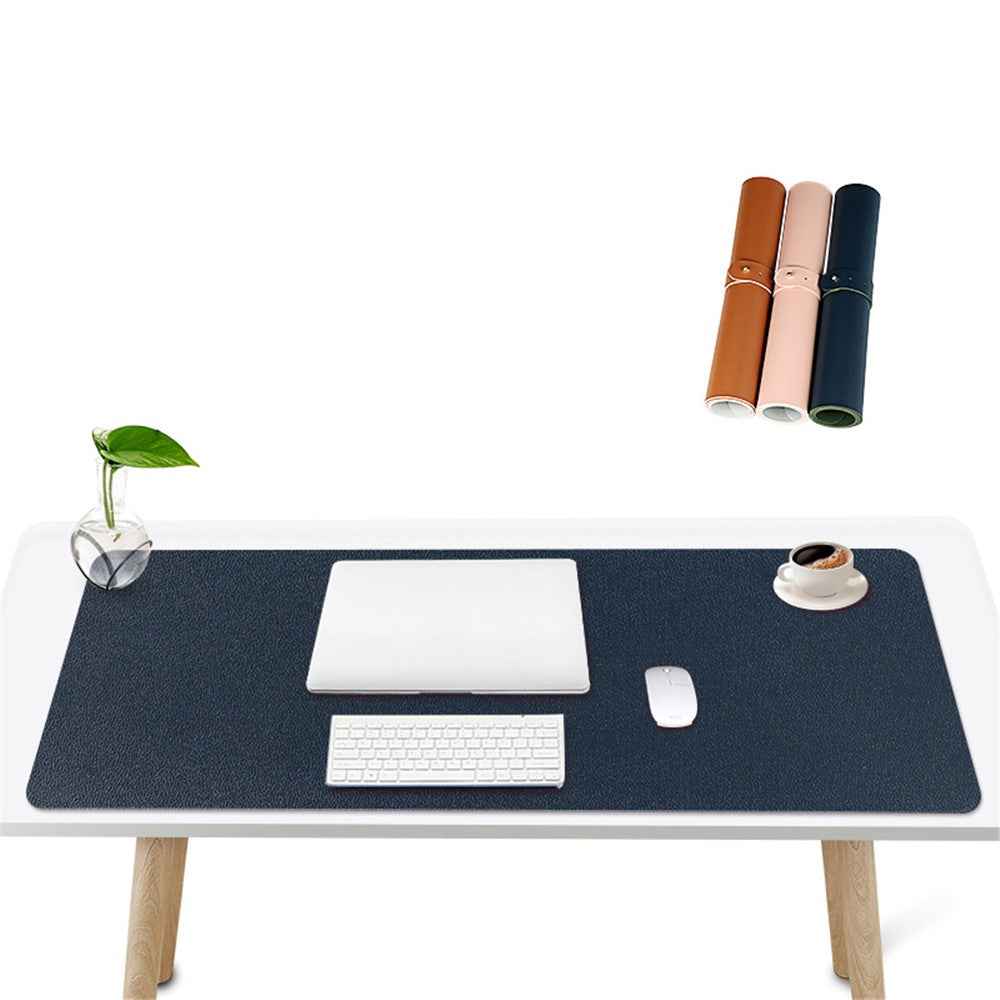 ZD02 80x40cm PU Leather Large Office Computer Desk Mat Double-sided Keyboard Mouse Pad - Royal Blue/Army Green