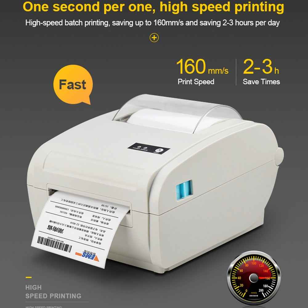 ZJ-9210 110mm Thermal Label Printer Shipping Labels USB Printer for E-Commerce Platforms - White  /  US Plug