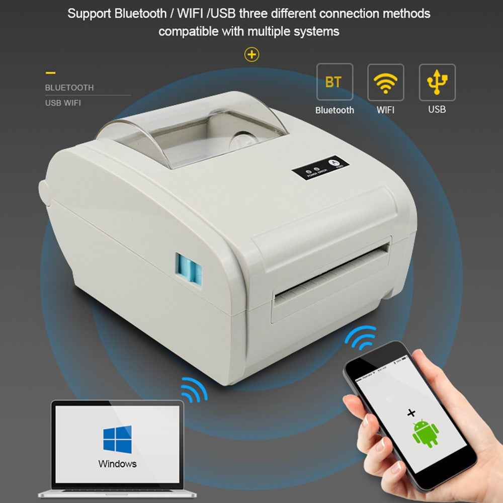 ZJ-9210 110mm Thermal Label Printer Shipping Labels USB Printer for E-Commerce Platforms - White  /  US Plug