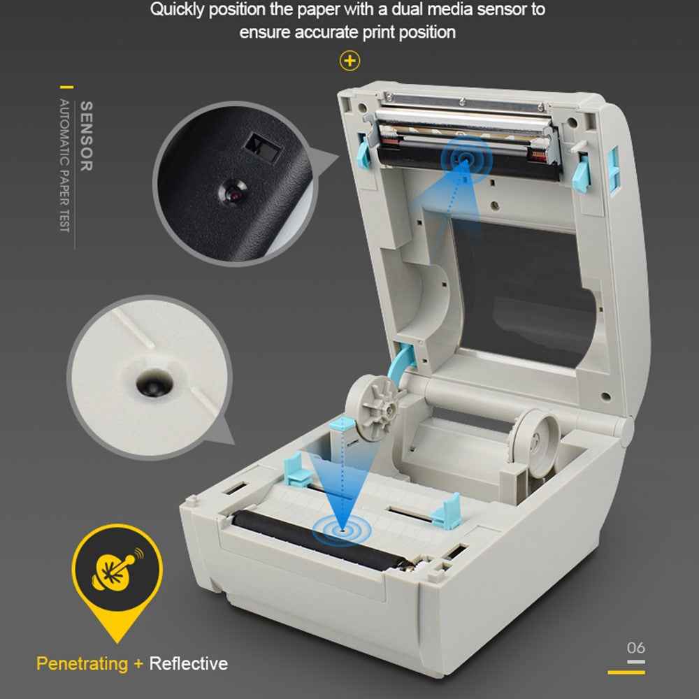 ZJ-9210 110mm Thermal Label Printer Shipping Labels USB Printer for E-Commerce Platforms - White  /  US Plug
